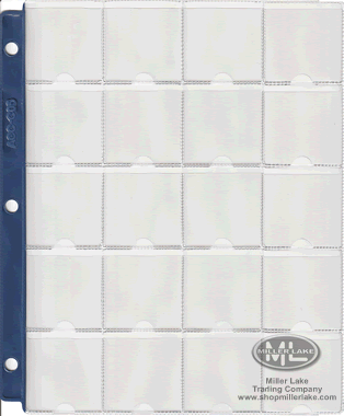 Coin Pages-Standard-Size-For-Cardboard-Coin-Holders/Flips-20-Pocket-Blue-Strip-Bulk