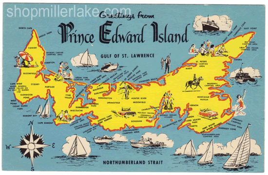 Miniature Map, PEI, Canada - Various, Prince Edward Island (PE)